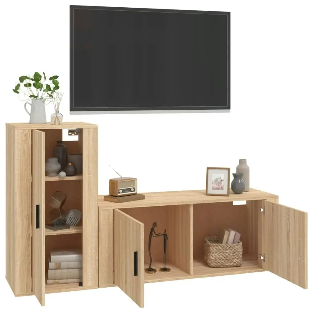 2 Piece TV Cabinet Set Sonoma Oak Engineered Wood 3188489