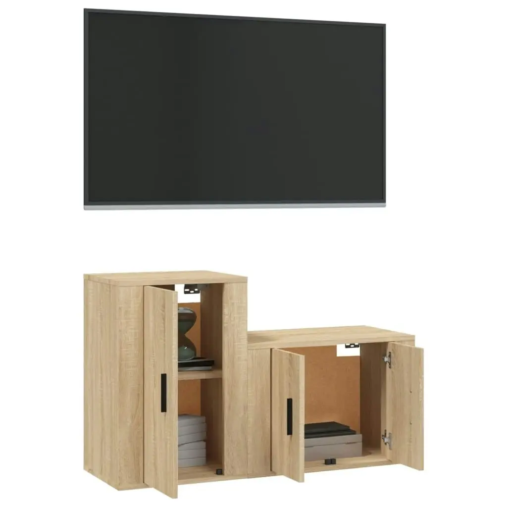 2 Piece TV Cabinet Set Sonoma Oak Engineered Wood 3188393