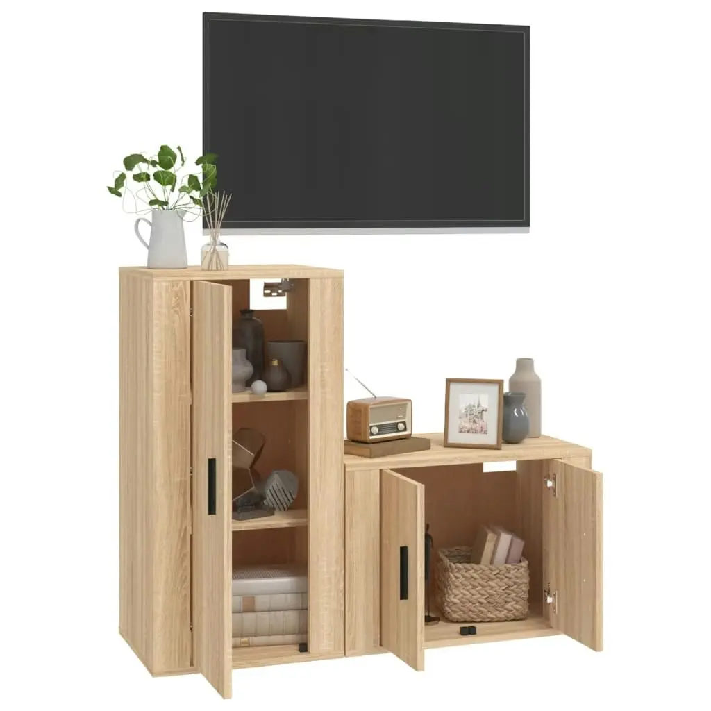 2 Piece TV Cabinet Set Sonoma Oak Engineered Wood 3188457