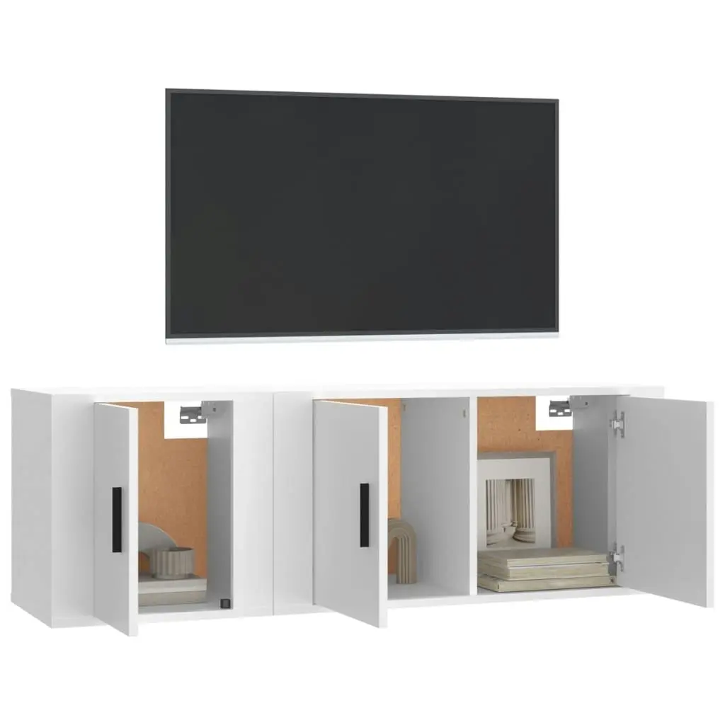 2 Piece TV Cabinet Set White Engineered Wood 3188406