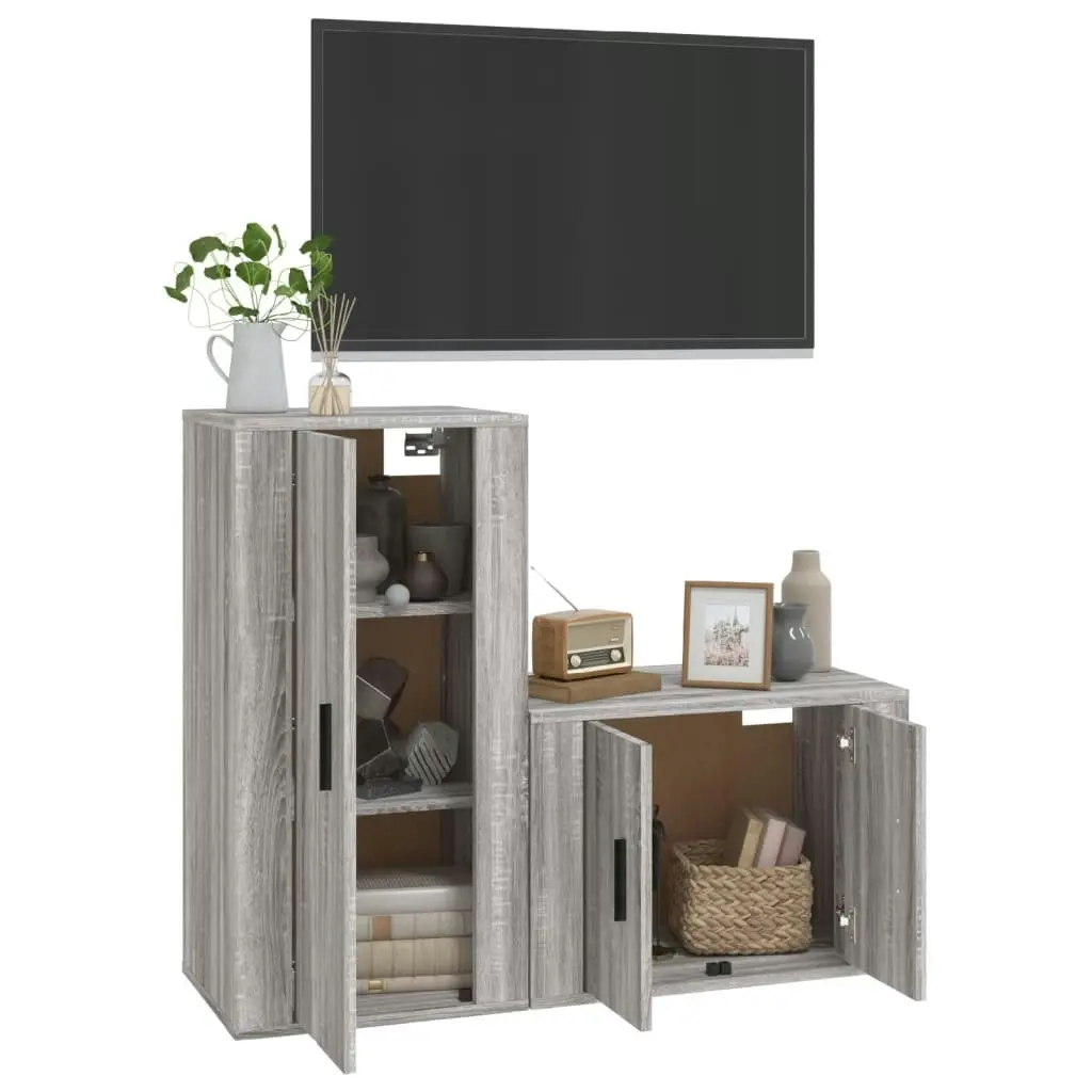 2 Piece TV Cabinet Set Grey Sonoma Engineered Wood 3188460