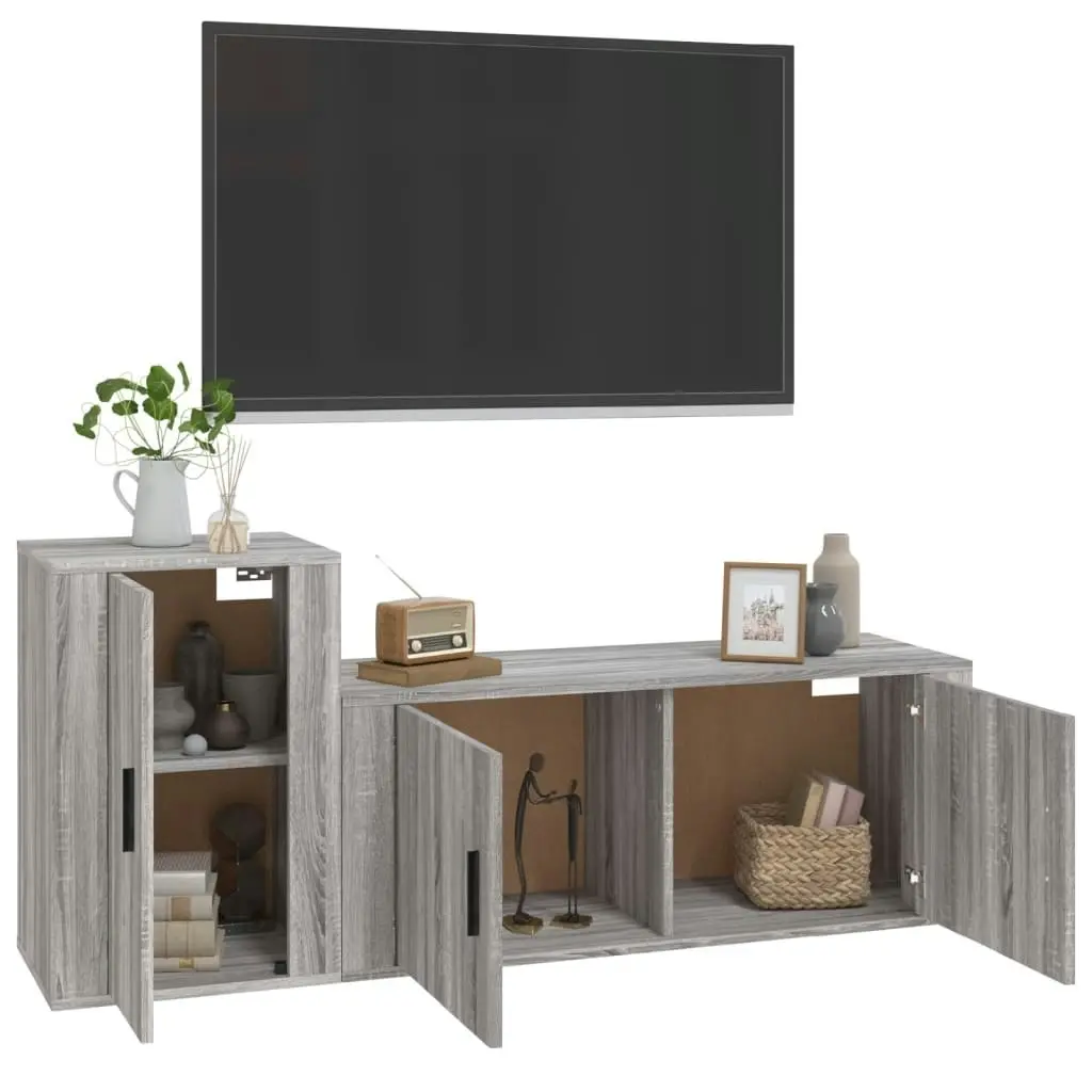 2 Piece TV Cabinet Set Grey Sonoma Engineered Wood 3188484