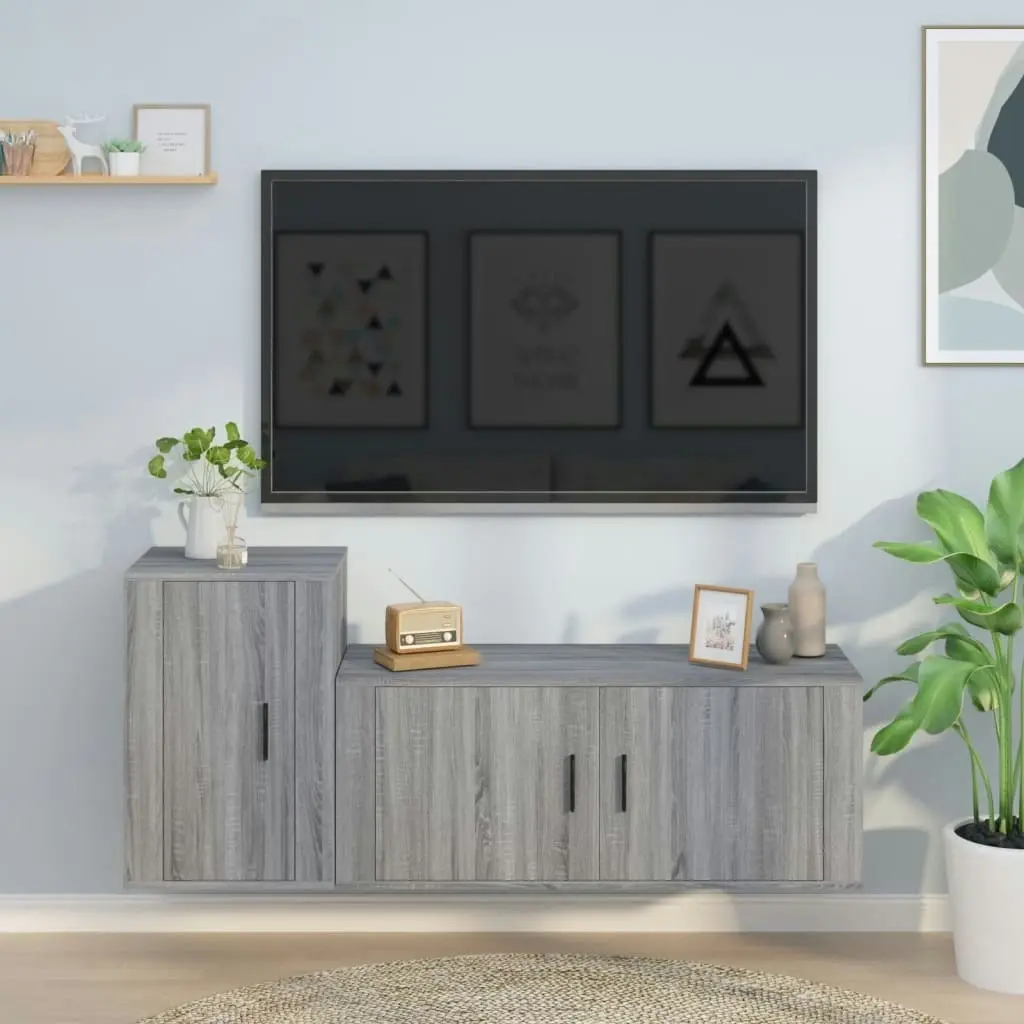 2 Piece TV Cabinet Set Grey Sonoma Engineered Wood 3188484