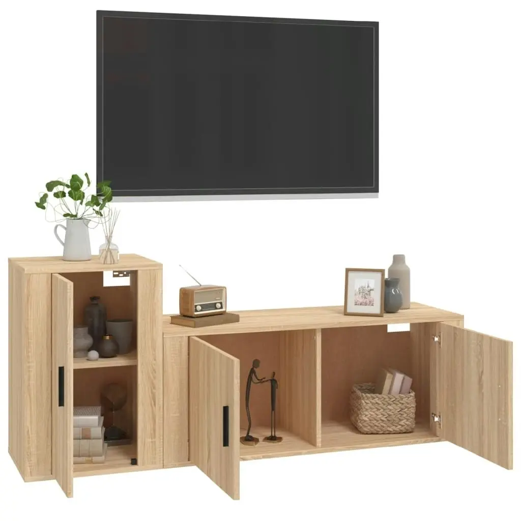 2 Piece TV Cabinet Set Sonoma Oak Engineered Wood 3188481