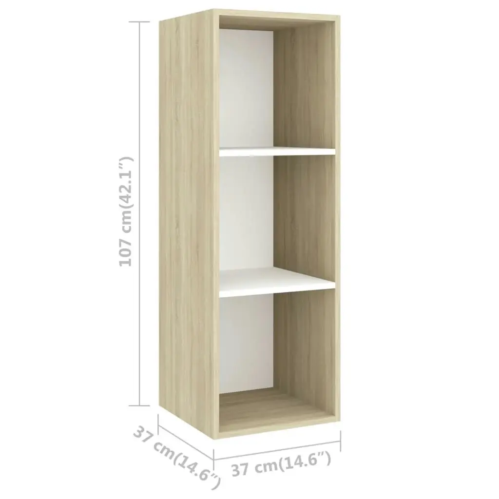 2 Piece TV Cabinet Set White and Sonoma Oak Engineered Wood 3079795