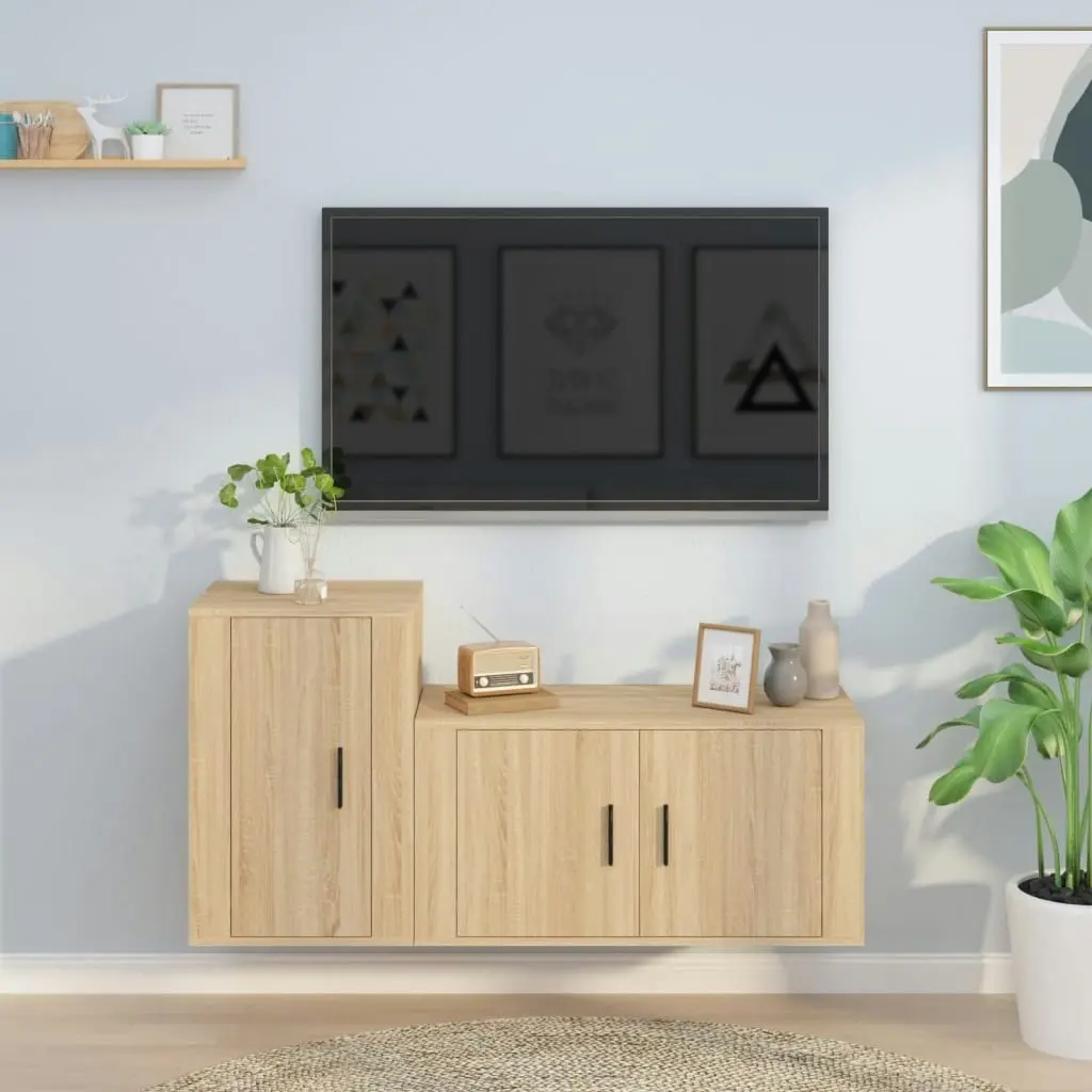 2 Piece TV Cabinet Set Sonoma Oak Engineered Wood 3188465