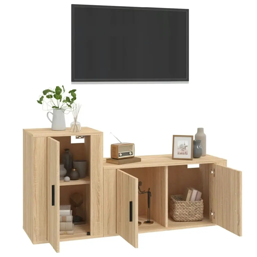 2 Piece TV Cabinet Set Sonoma Oak Engineered Wood 3188465