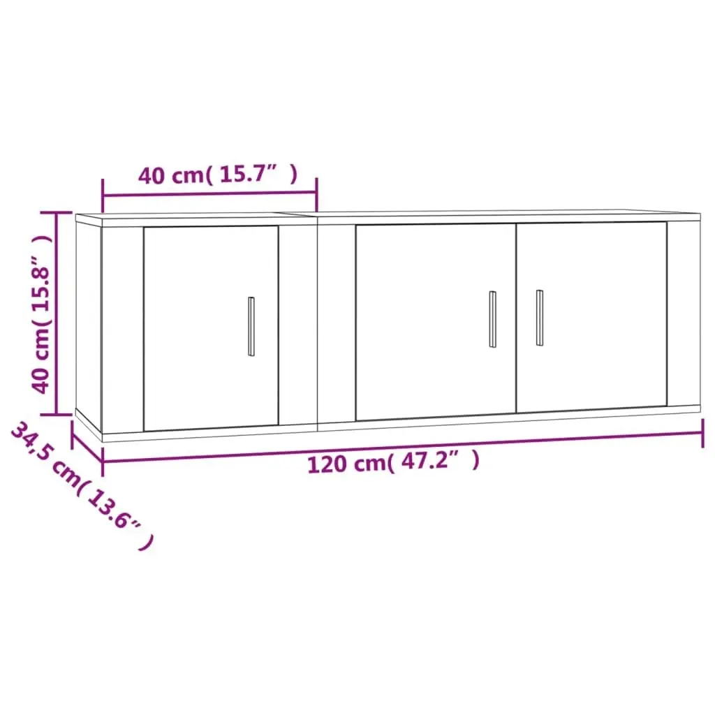 2 Piece TV Cabinet Set Smoked Oak Engineered Wood 3188411