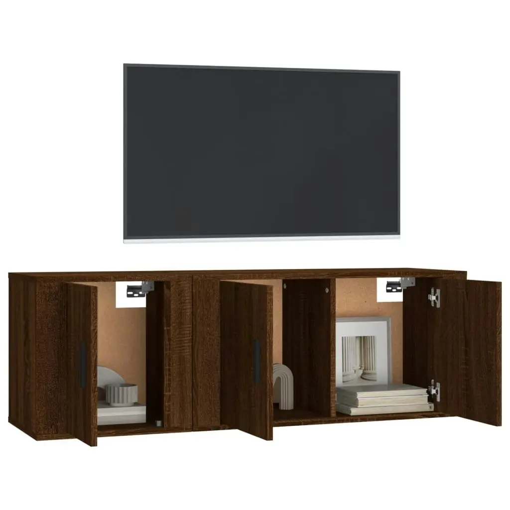 2 Piece TV Cabinet Set Brown Oak Engineered Wood 3188413