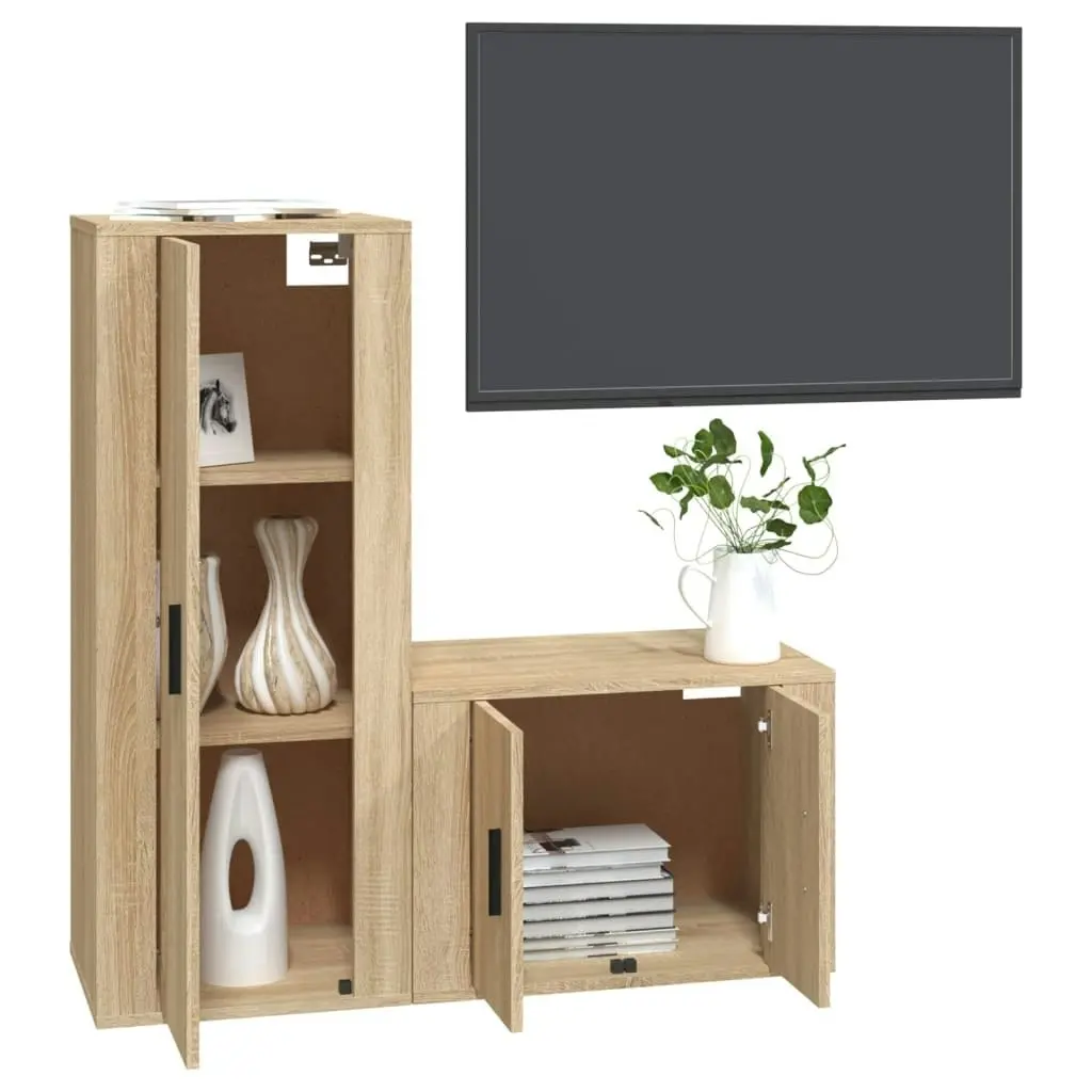 2 Piece TV Cabinet Set Sonoma Oak Engineered Wood 3188721