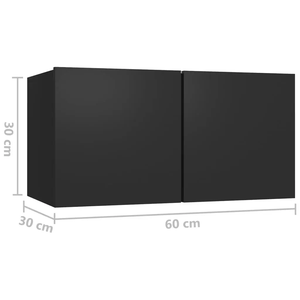 3 Piece TV Cabinet Set Black Engineered Wood 3078778