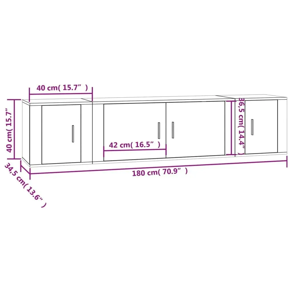 3 Piece TV Cabinet Set Brown Oak Engineered Wood 3188421