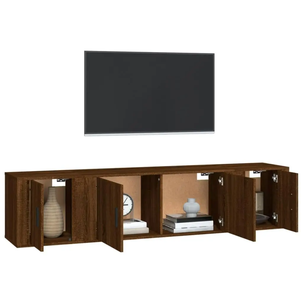 3 Piece TV Cabinet Set Brown Oak Engineered Wood 3188421