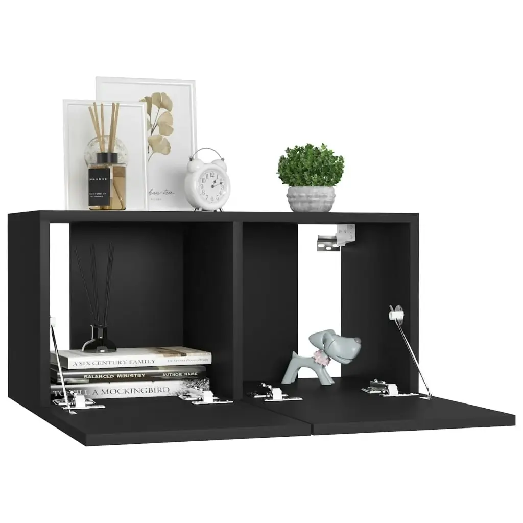 3 Piece TV Cabinet Set Black Engineered Wood 3078762