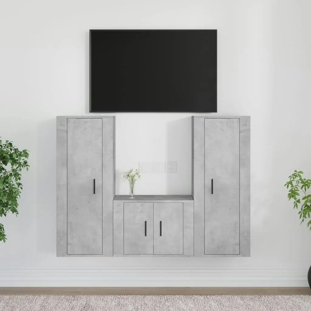 3 Piece TV Cabinet Set Concrete Grey Engineered Wood 3188746