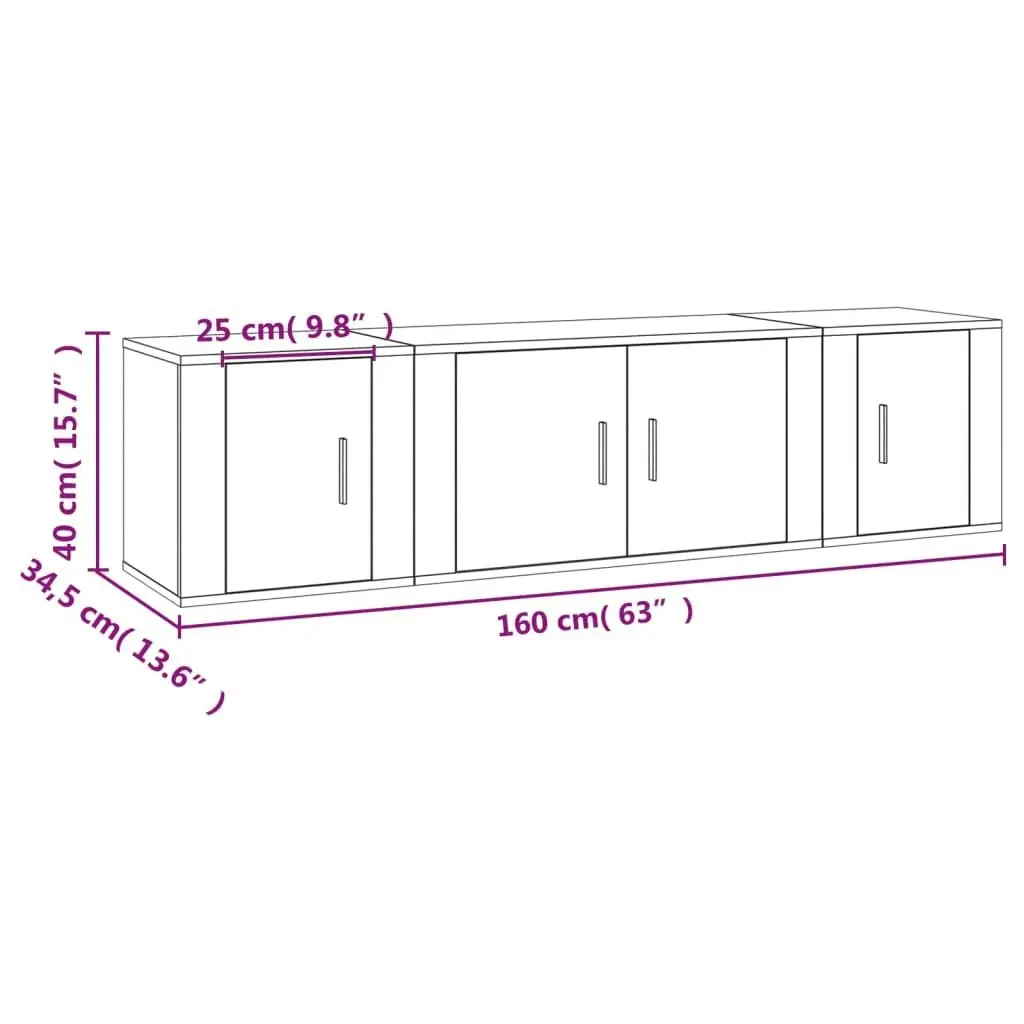 3 Piece TV Cabinet Set Concrete Grey Engineered Wood 3188402