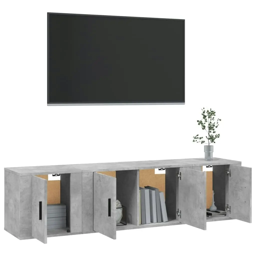 3 Piece TV Cabinet Set Concrete Grey Engineered Wood 3188402