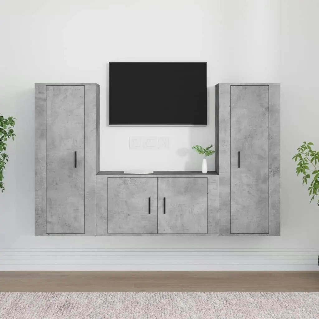 3 Piece TV Cabinet Set Concrete Grey Engineered Wood 3188754