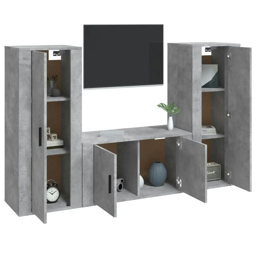 3 Piece TV Cabinet Set Concrete Grey Engineered Wood 3188754