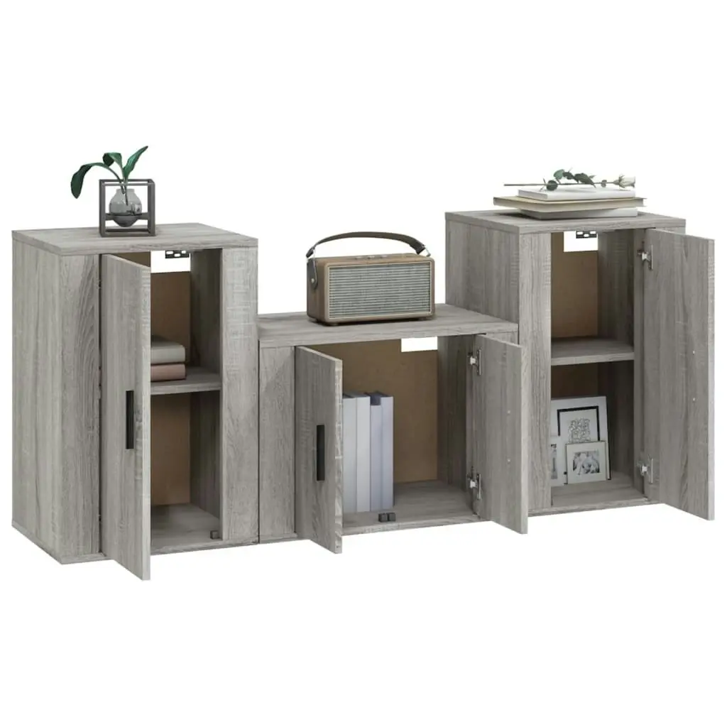 3 Piece TV Cabinet Set Grey Sonoma Engineered Wood 3188500