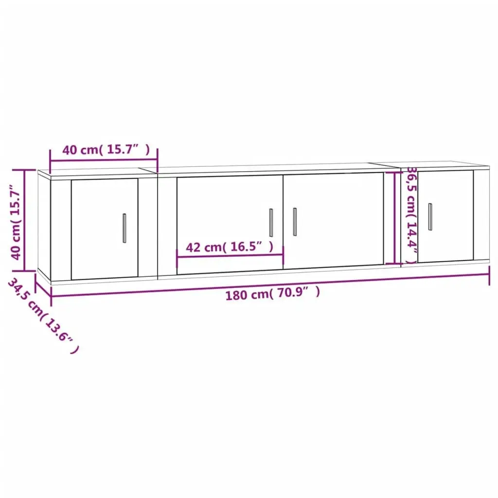 3 Piece TV Cabinet Set Grey Sonoma Engineered Wood 3188420