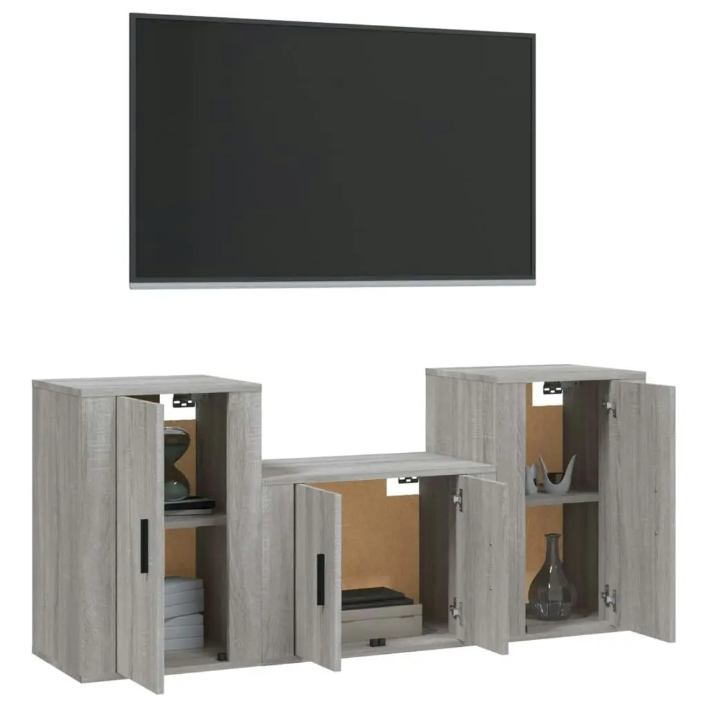 3 Piece TV Cabinet Set Grey Sonoma Engineered Wood 3188388