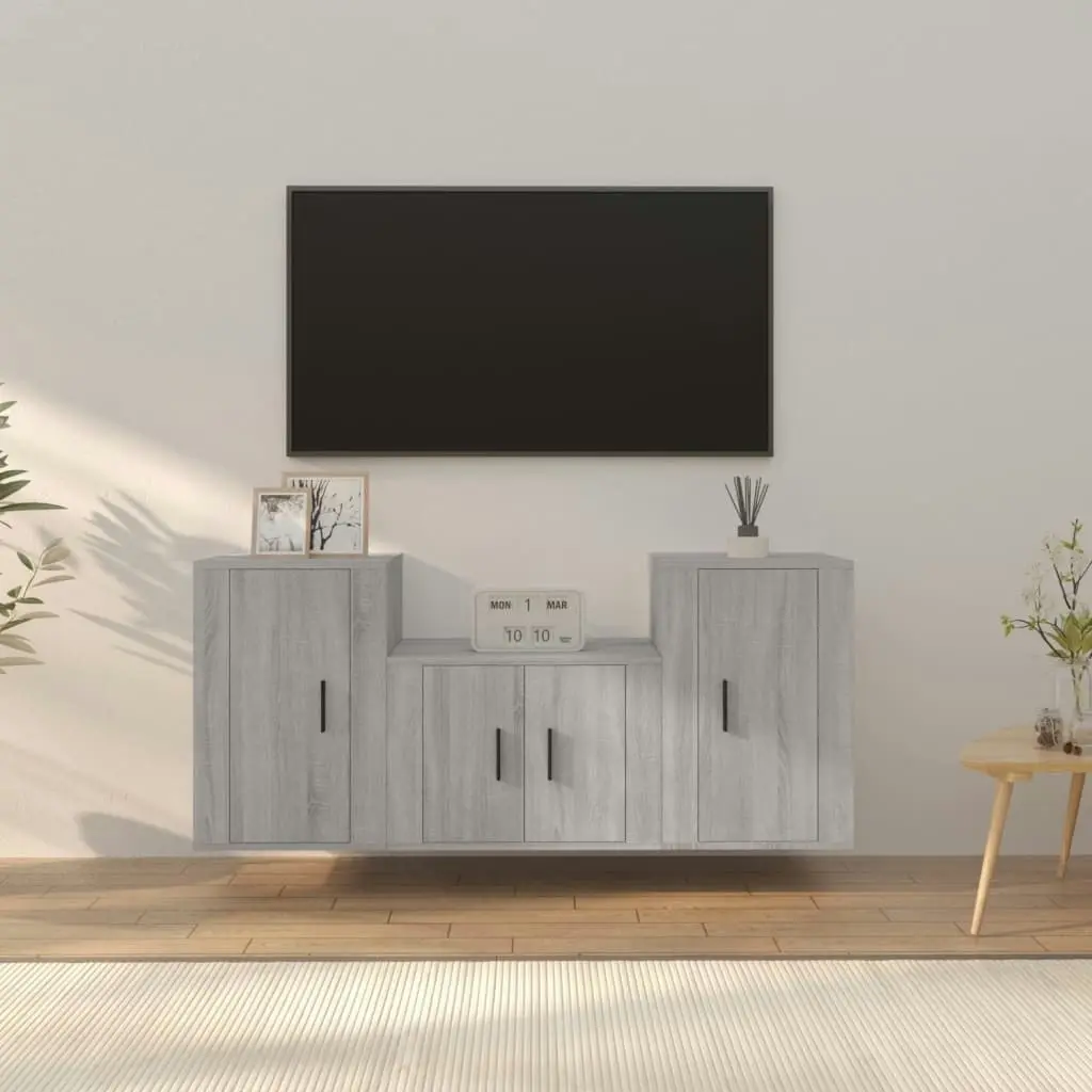 3 Piece TV Cabinet Set Grey Sonoma Engineered Wood 3188388