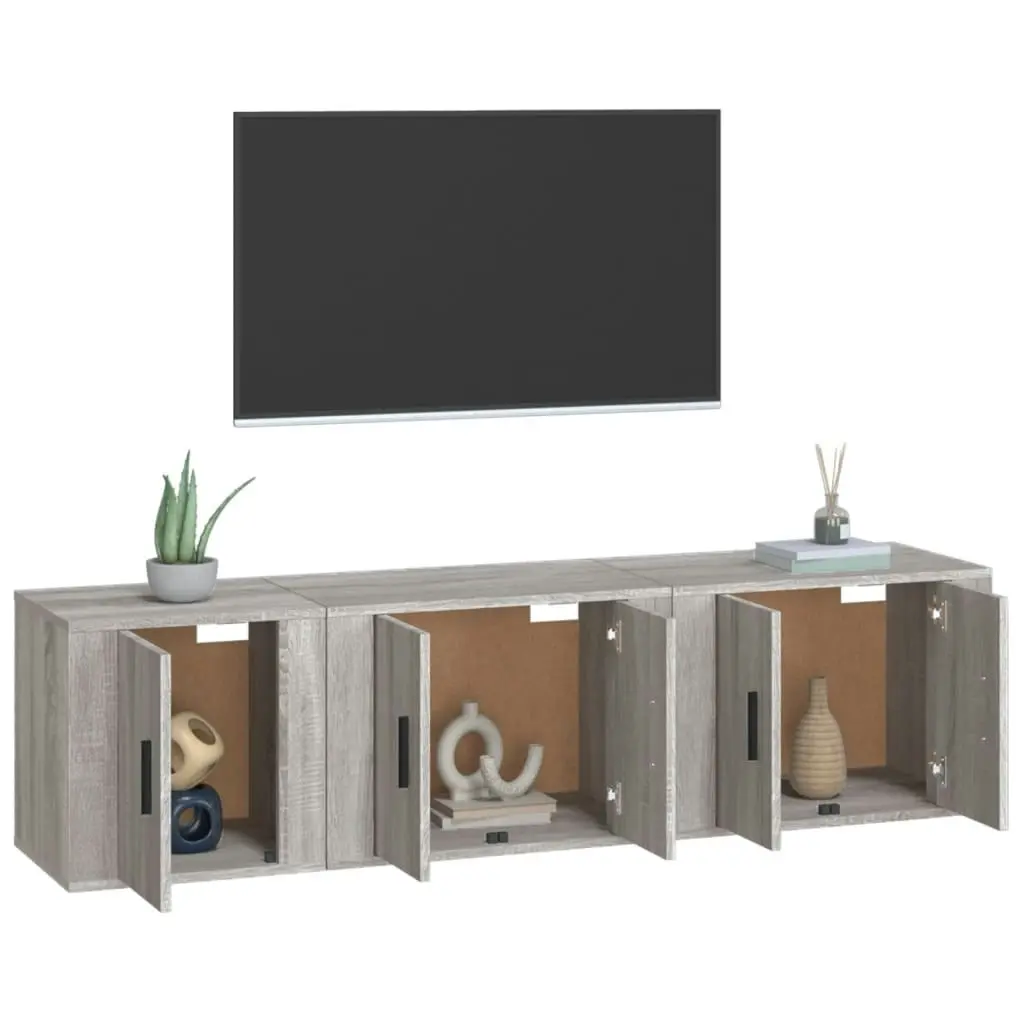 3 Piece TV Cabinet Set Grey Sonoma Engineered Wood 3188444