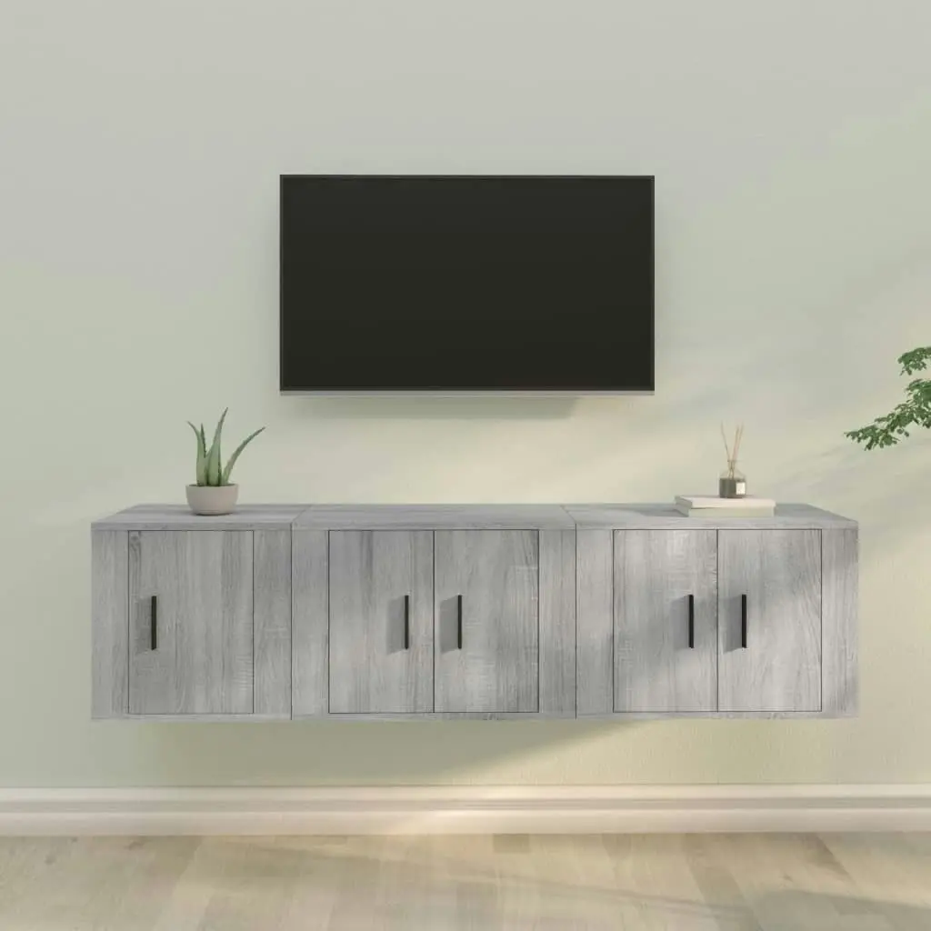 3 Piece TV Cabinet Set Grey Sonoma Engineered Wood 3188444