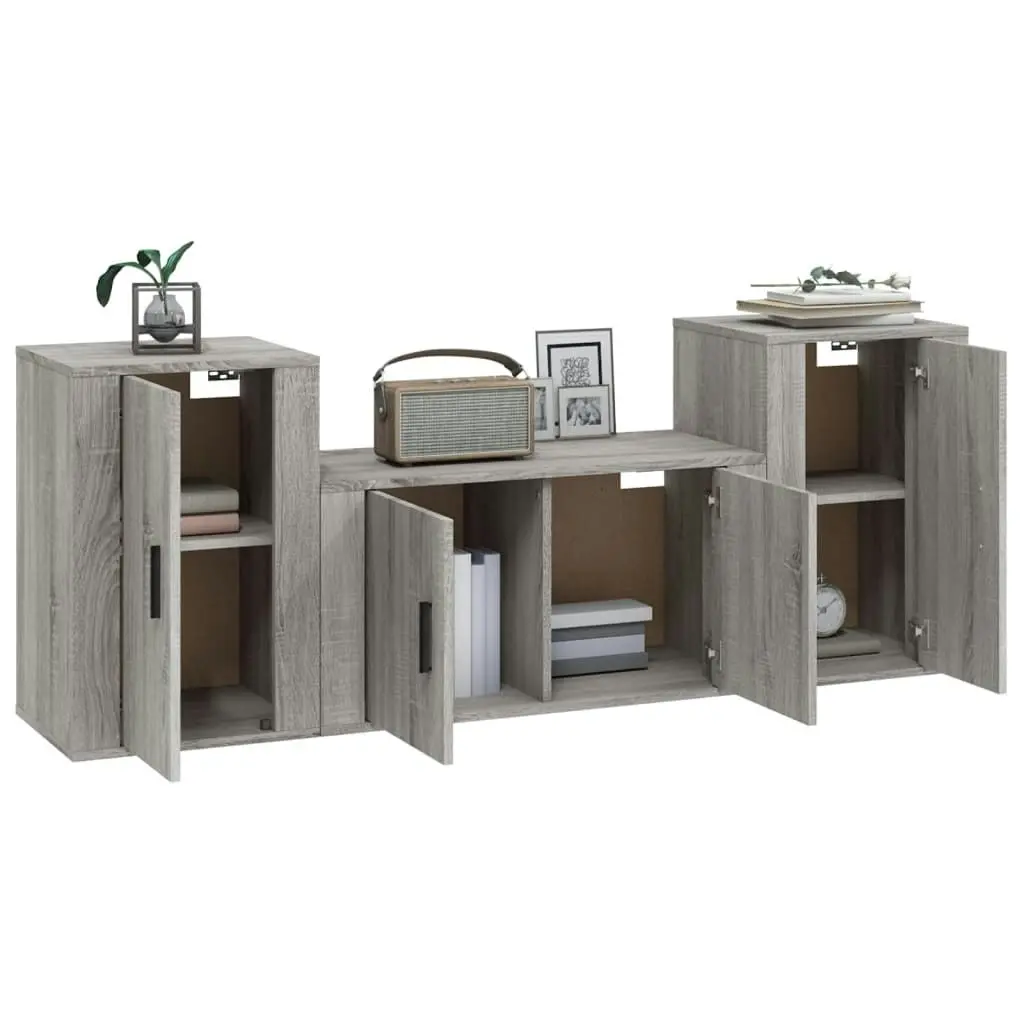 3 Piece TV Cabinet Set Grey Sonoma Engineered Wood 3188508