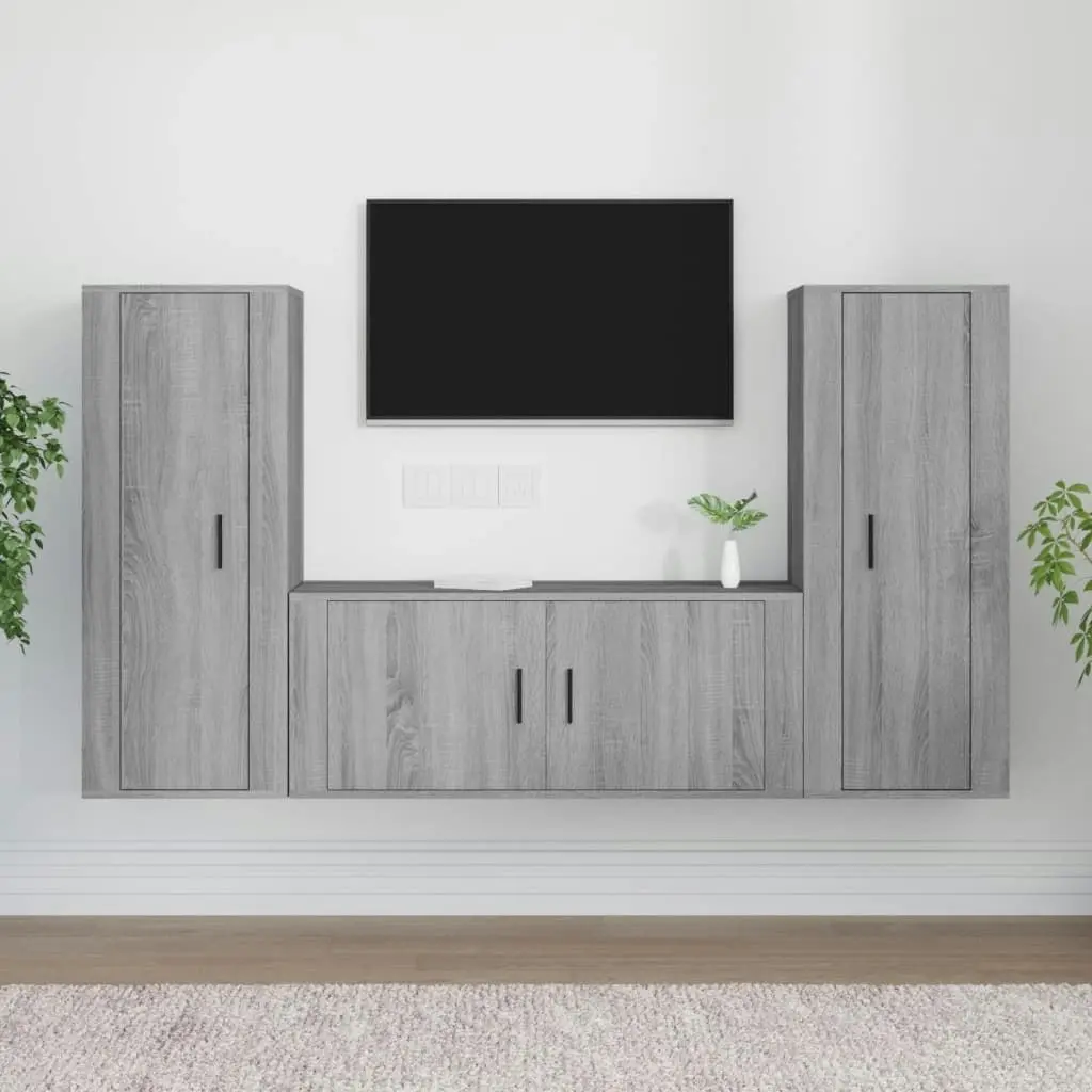 3 Piece TV Cabinet Set Grey Sonoma Engineered Wood 3188764