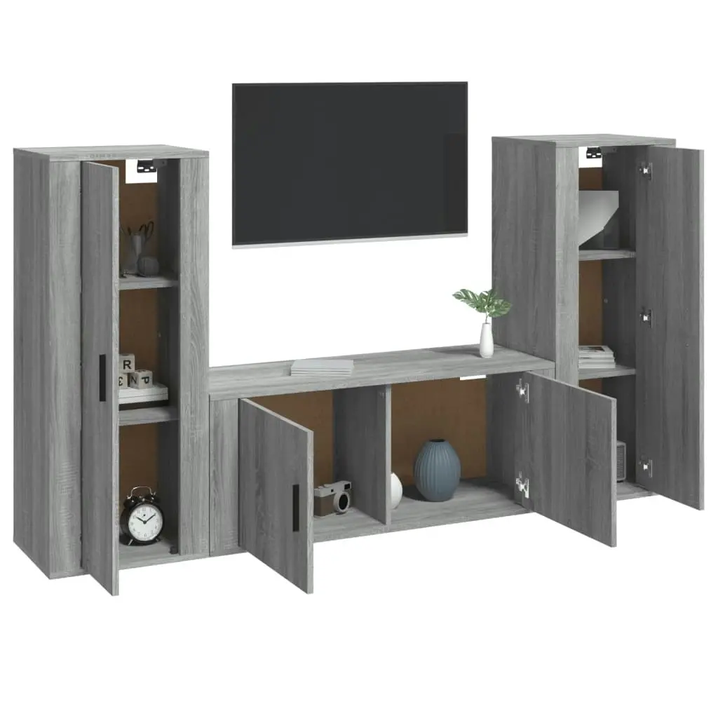 3 Piece TV Cabinet Set Grey Sonoma Engineered Wood 3188764