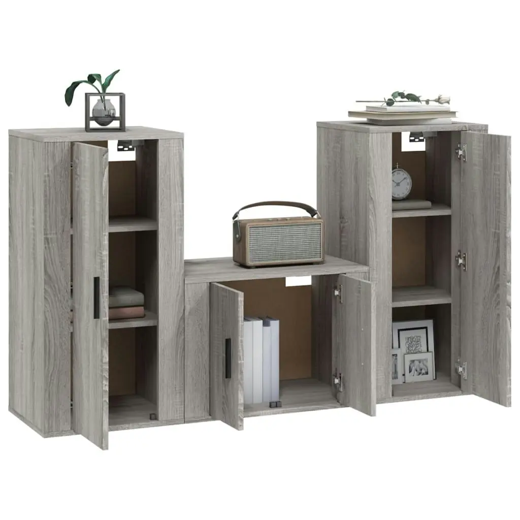 3 Piece TV Cabinet Set Grey Sonoma Engineered Wood 3188524