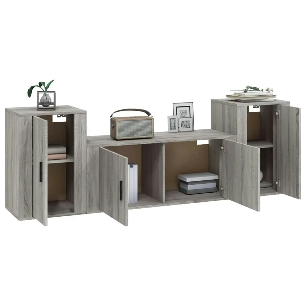 3 Piece TV Cabinet Set Grey Sonoma Engineered Wood 3188516