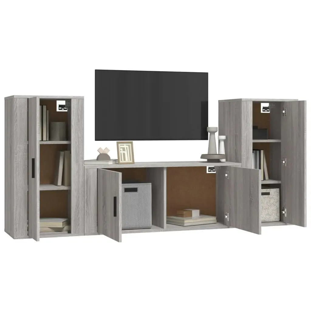 3 Piece TV Cabinet Set Grey Sonoma Engineered Wood 3188540