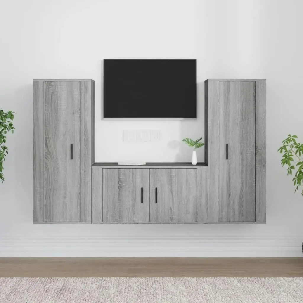 3 Piece TV Cabinet Set Grey Sonoma Engineered Wood 3188756