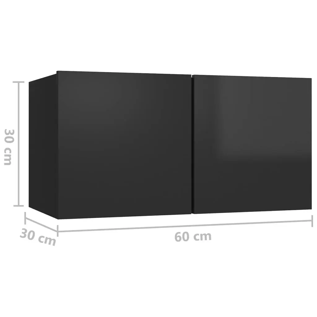 3 Piece TV Cabinet Set High Gloss Black Engineered Wood 3079392