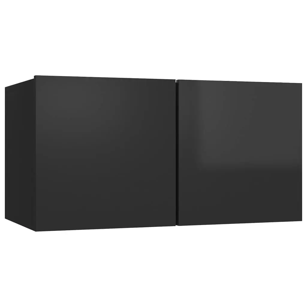 3 Piece TV Cabinet Set High Gloss Black Engineered Wood 3079392