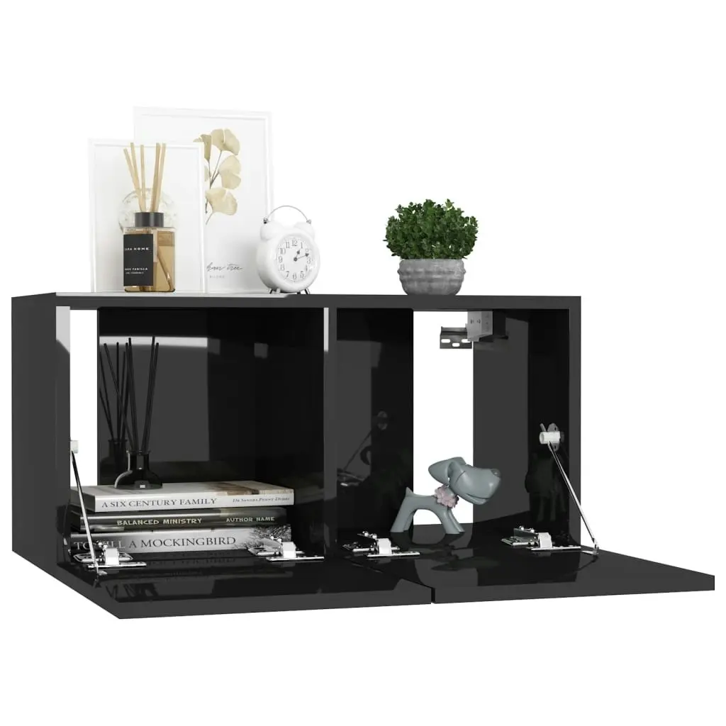 3 Piece TV Cabinet Set High Gloss Black Engineered Wood 3079392