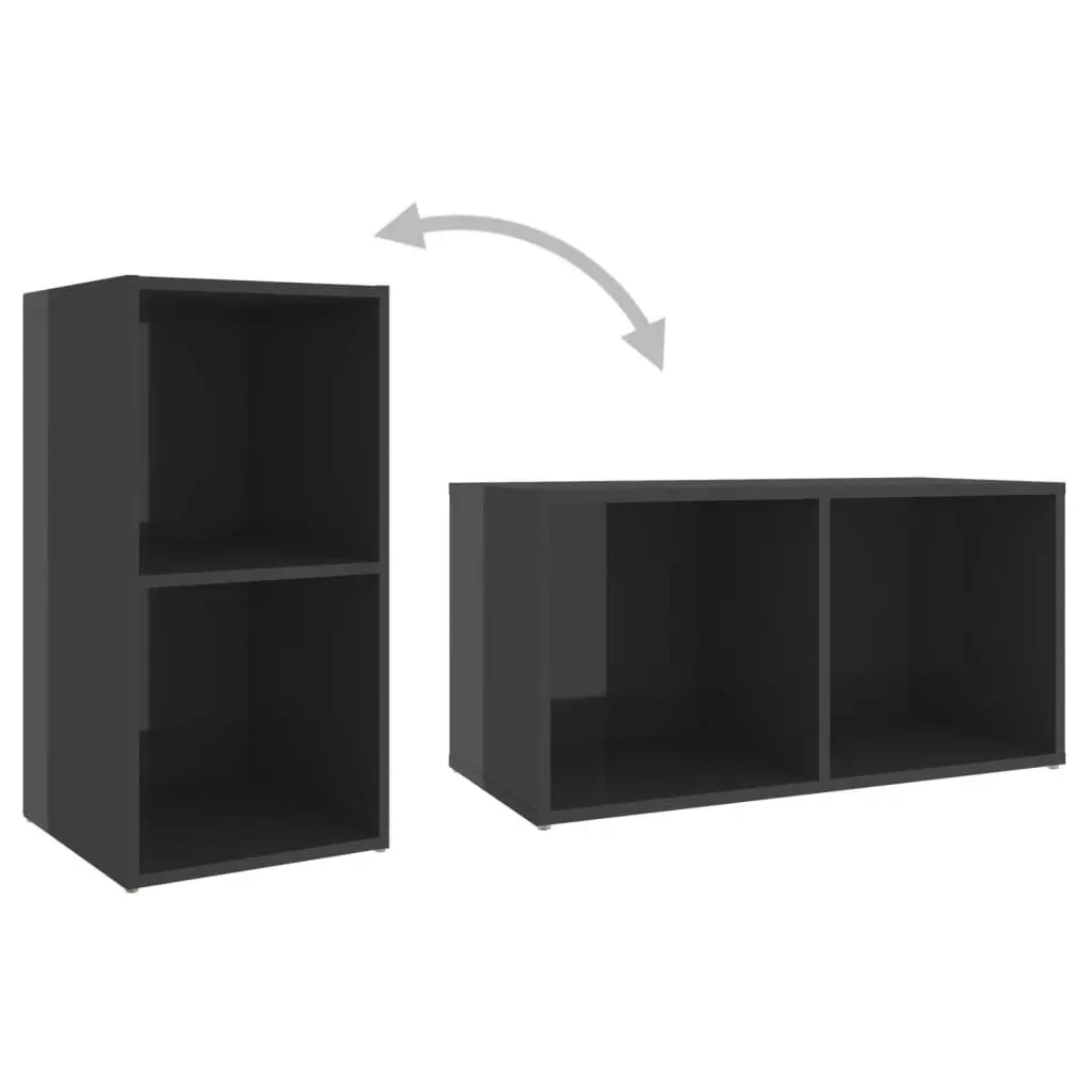 3 Piece TV Cabinet Set High Gloss Grey Engineered Wood 3080086