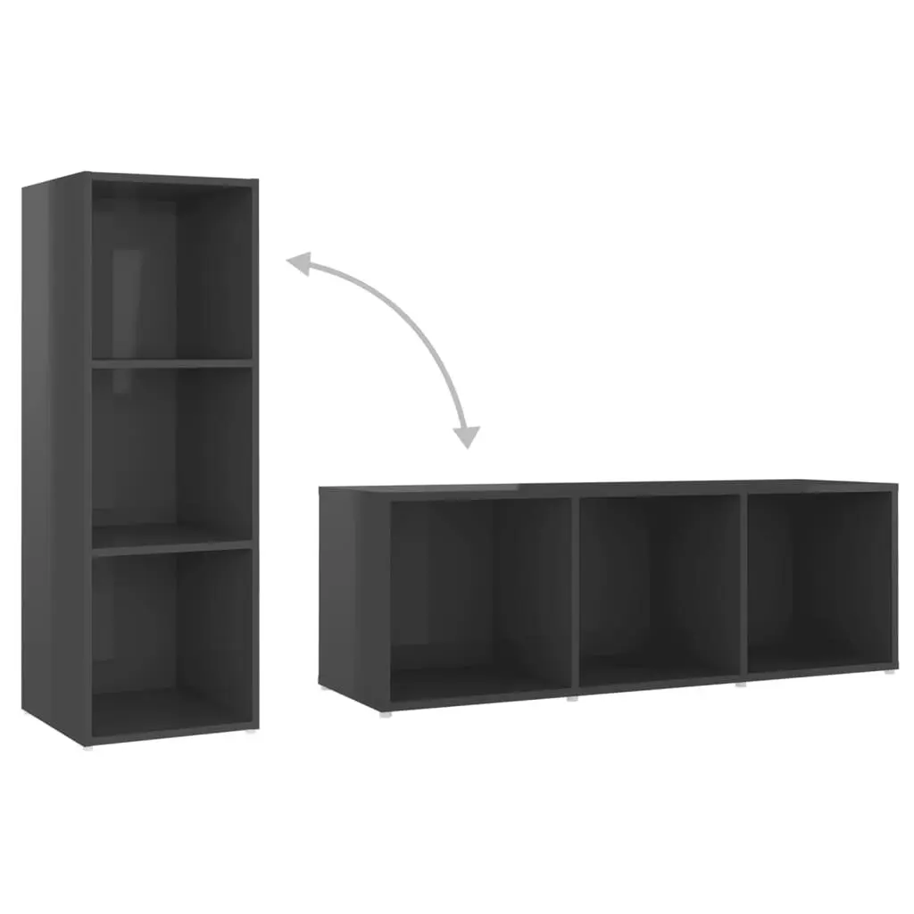 3 Piece TV Cabinet Set High Gloss Grey Engineered Wood 3080086