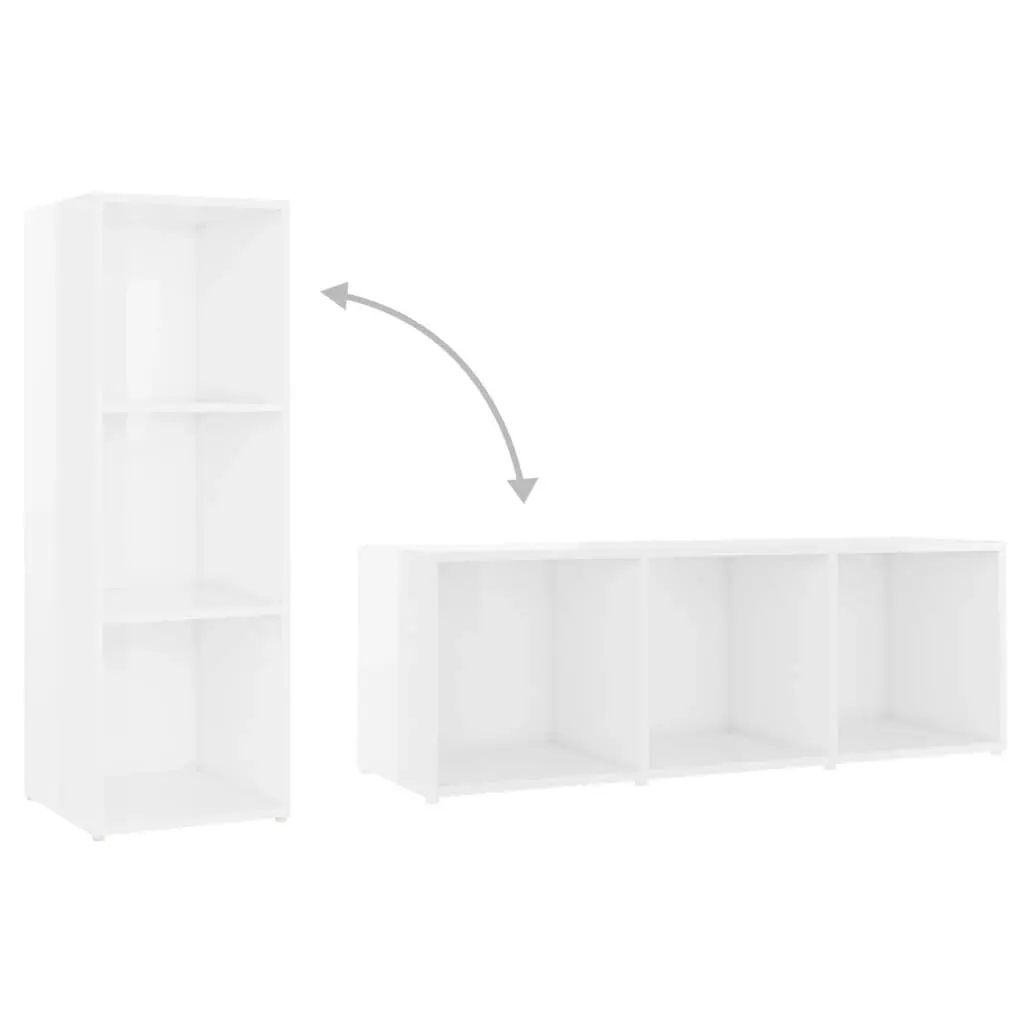 3 Piece TV Cabinet Set High Gloss White Engineered Wood 3080084