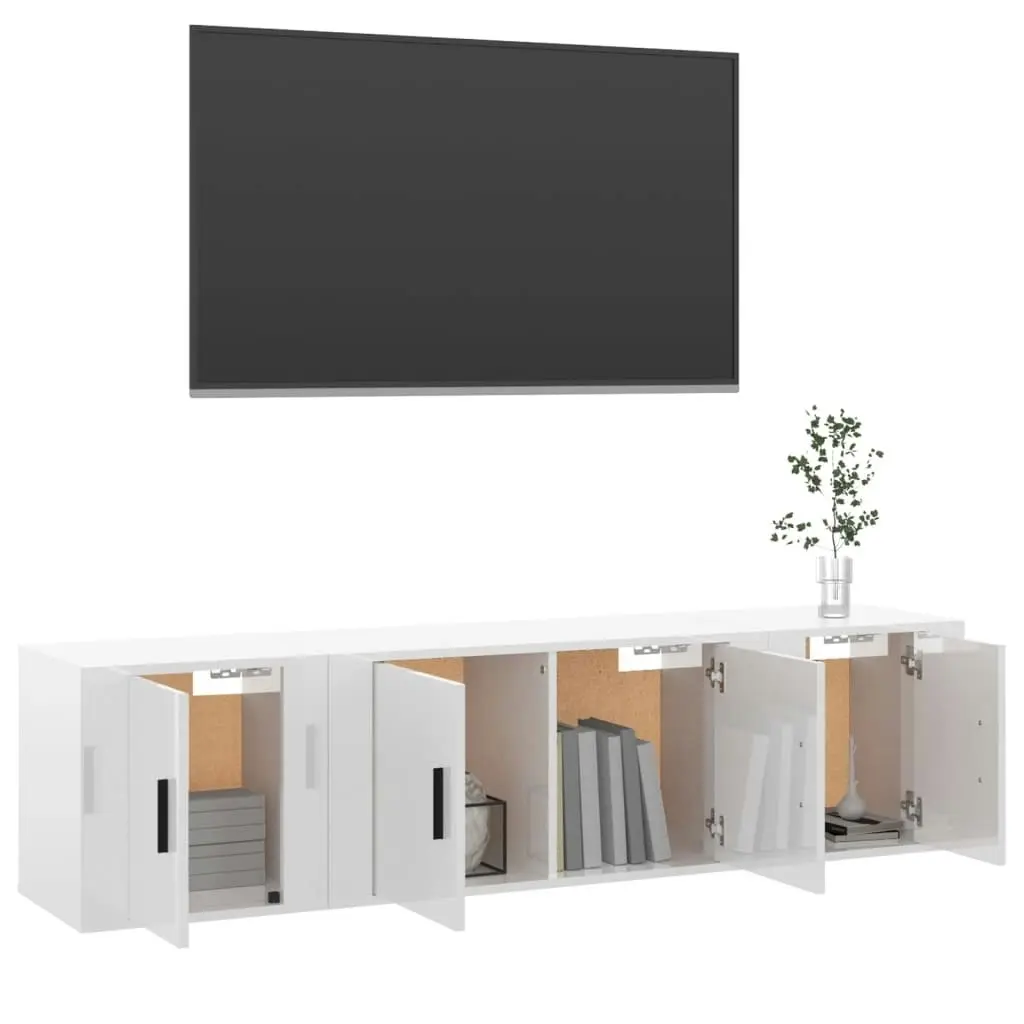 3 Piece TV Cabinet Set High Gloss White Engineered Wood 3188400