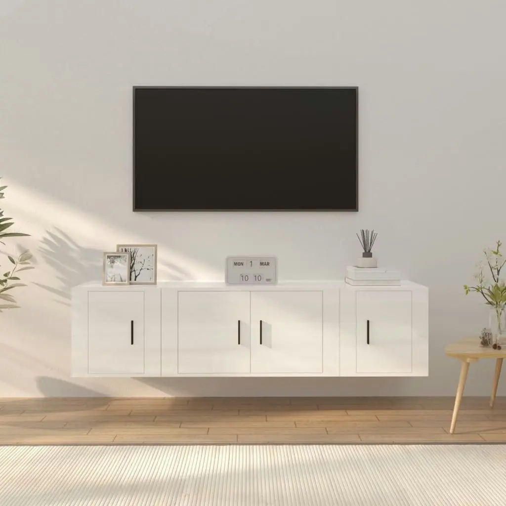 3 Piece TV Cabinet Set High Gloss White Engineered Wood 3188400