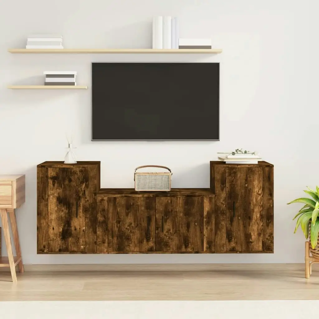 3 Piece TV Cabinet Set Smoked Oak Engineered Wood 3188507