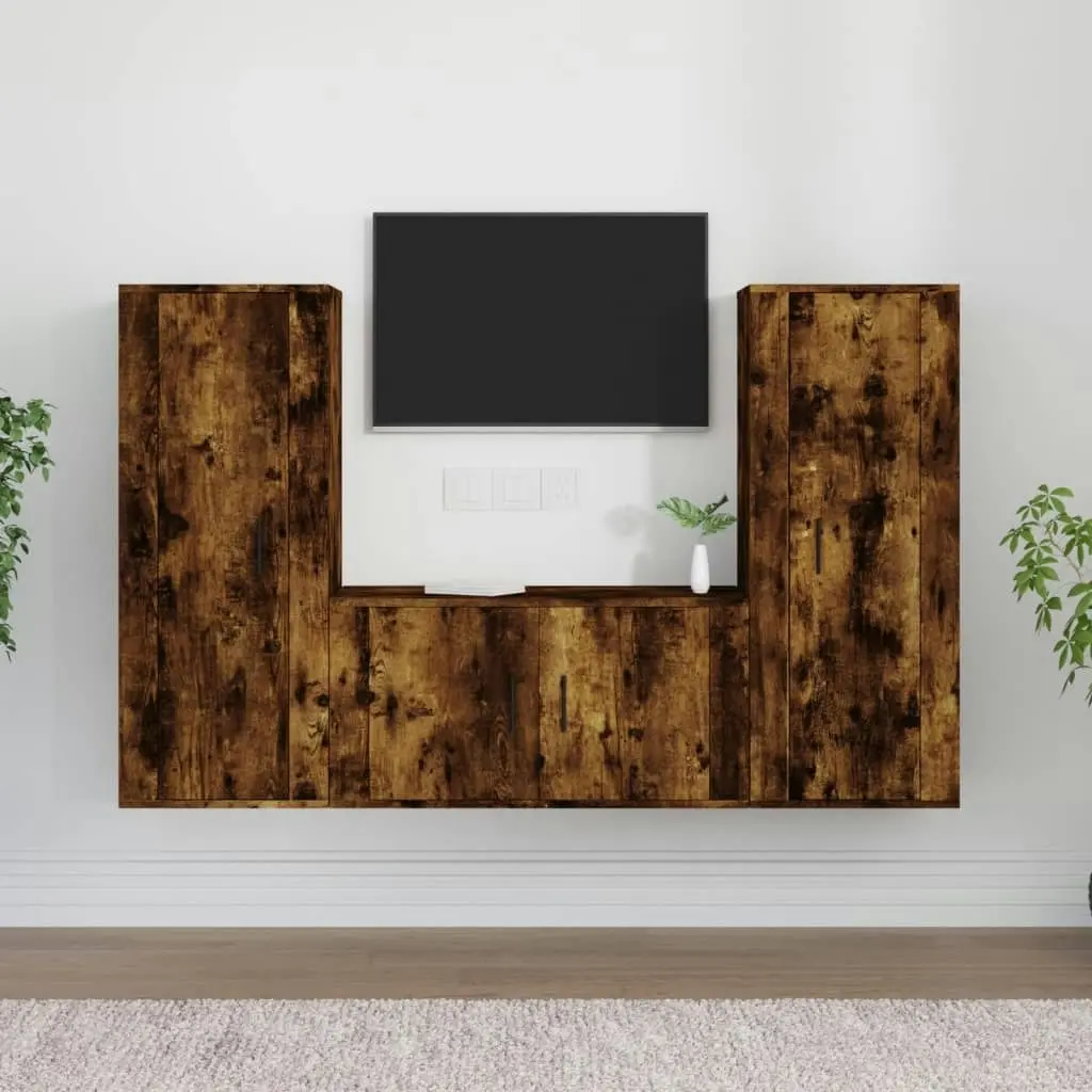 3 Piece TV Cabinet Set Smoked Oak Engineered Wood 3188755