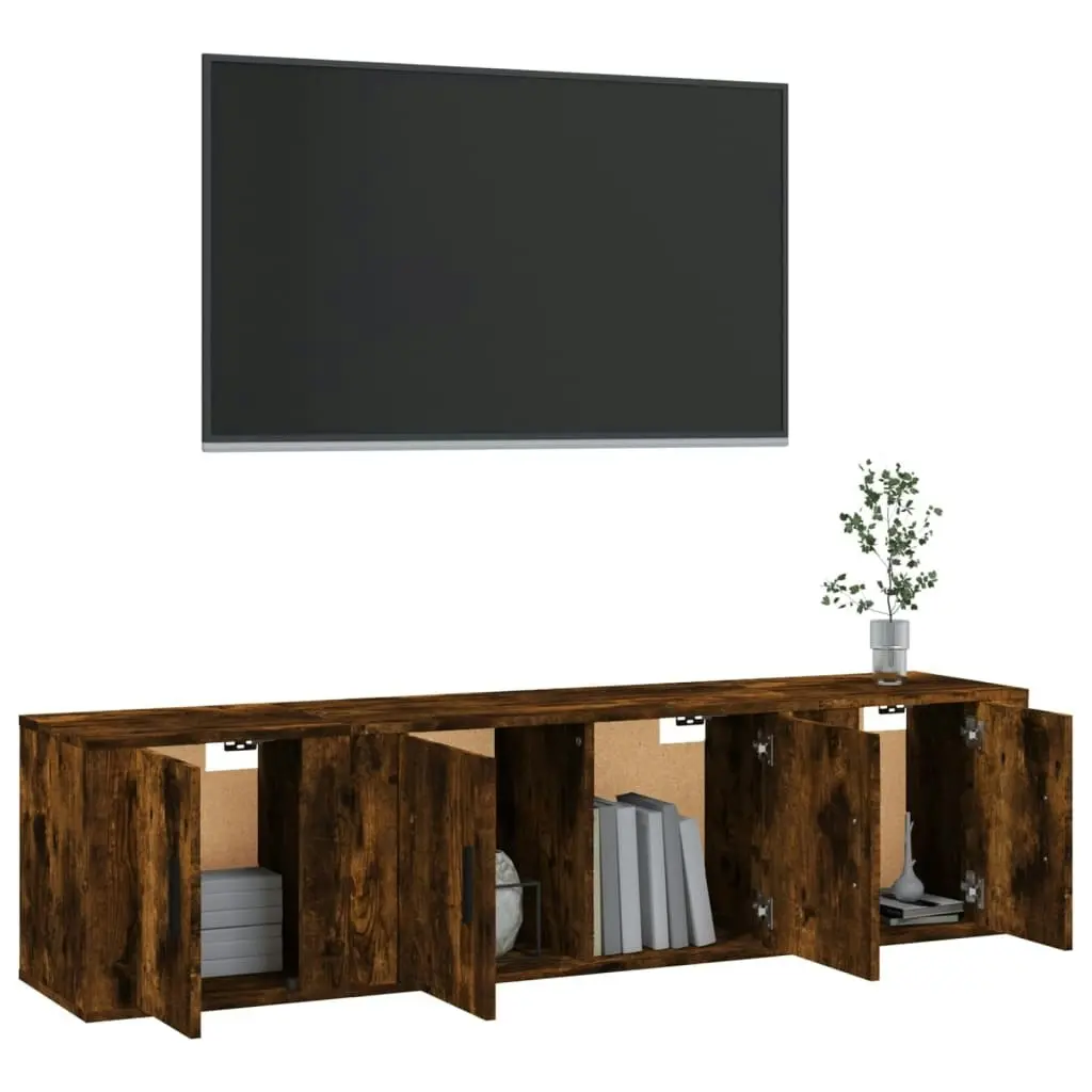 3 Piece TV Cabinet Set Smoked Oak Engineered Wood 3188403