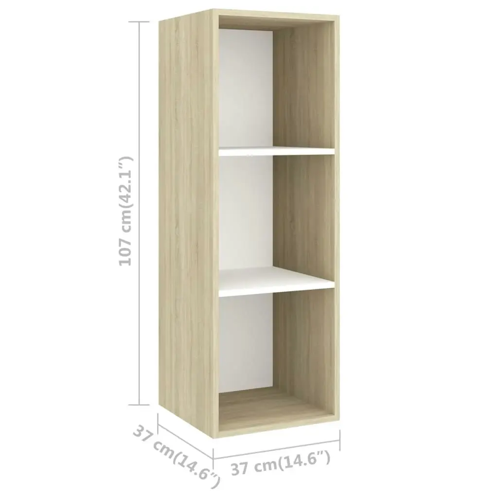 3 Piece TV Cabinet Set White and Sonoma Oak Engineered Wood 3079633