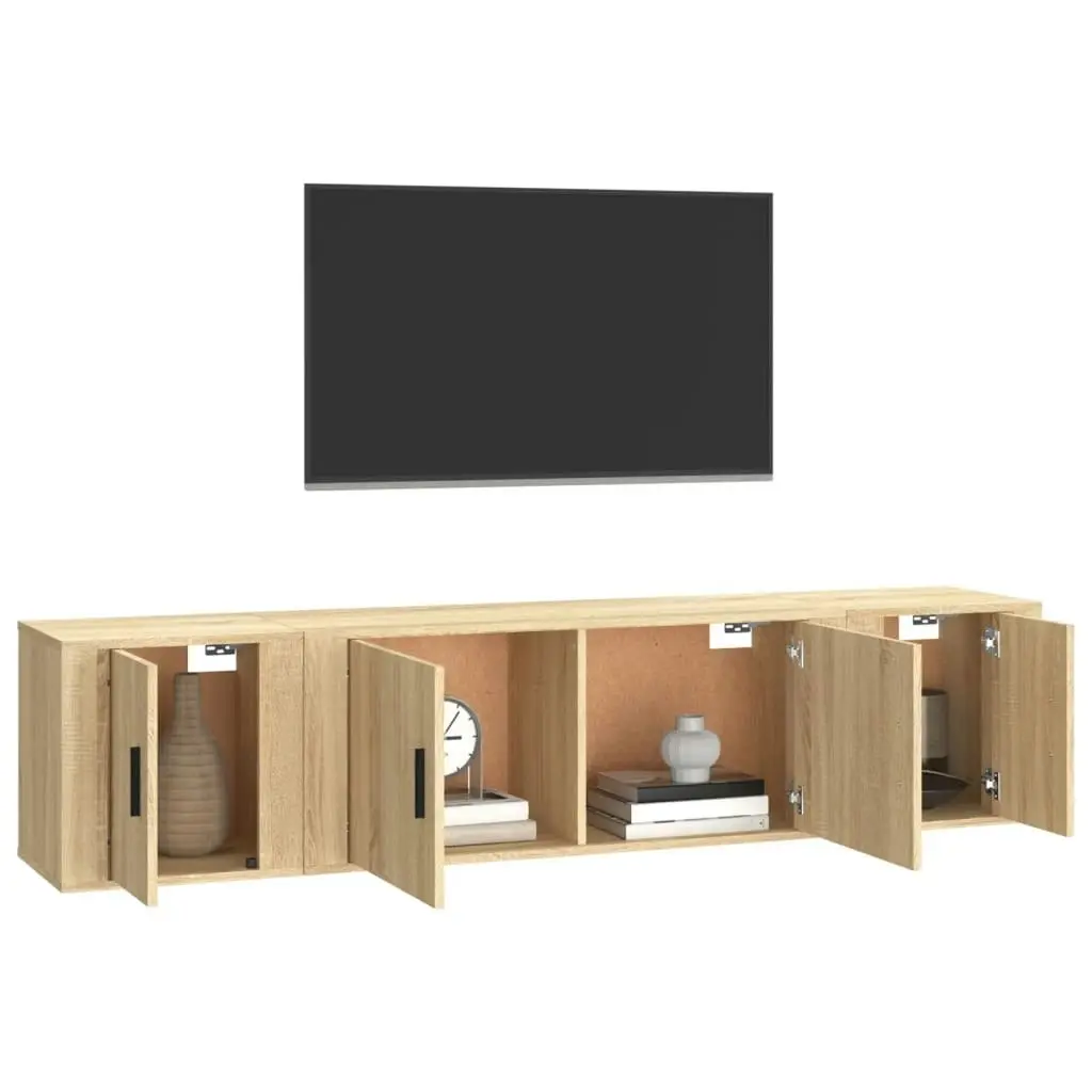 3 Piece TV Cabinet Set Sonoma Oak Engineered Wood 3188417