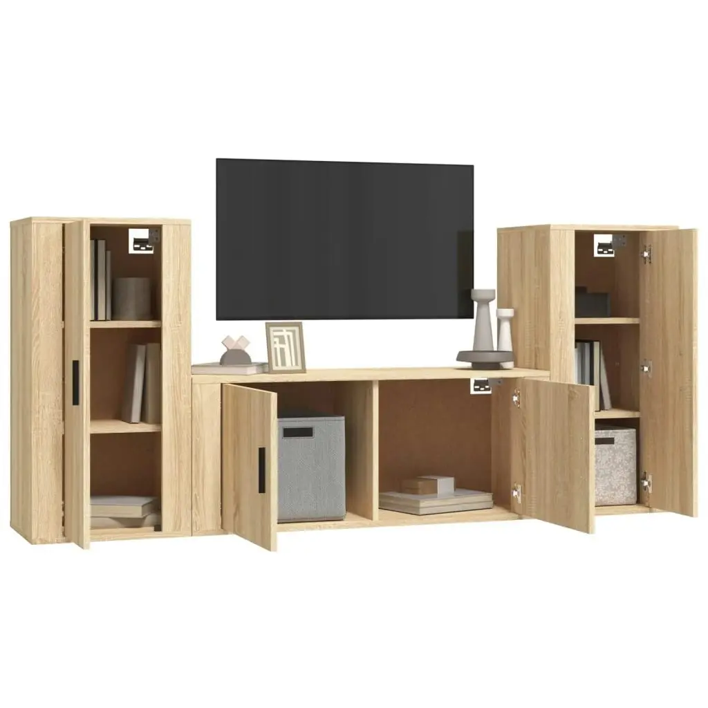 3 Piece TV Cabinet Set Sonoma Oak Engineered Wood 3188537